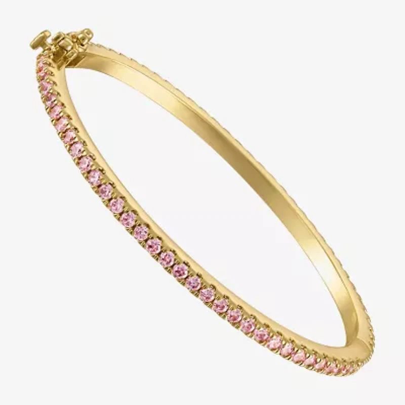 Girls 3 1/4 CT. Lab Created Pink Cubic Zirconia 14K Gold Over Brass Bangle Bracelet