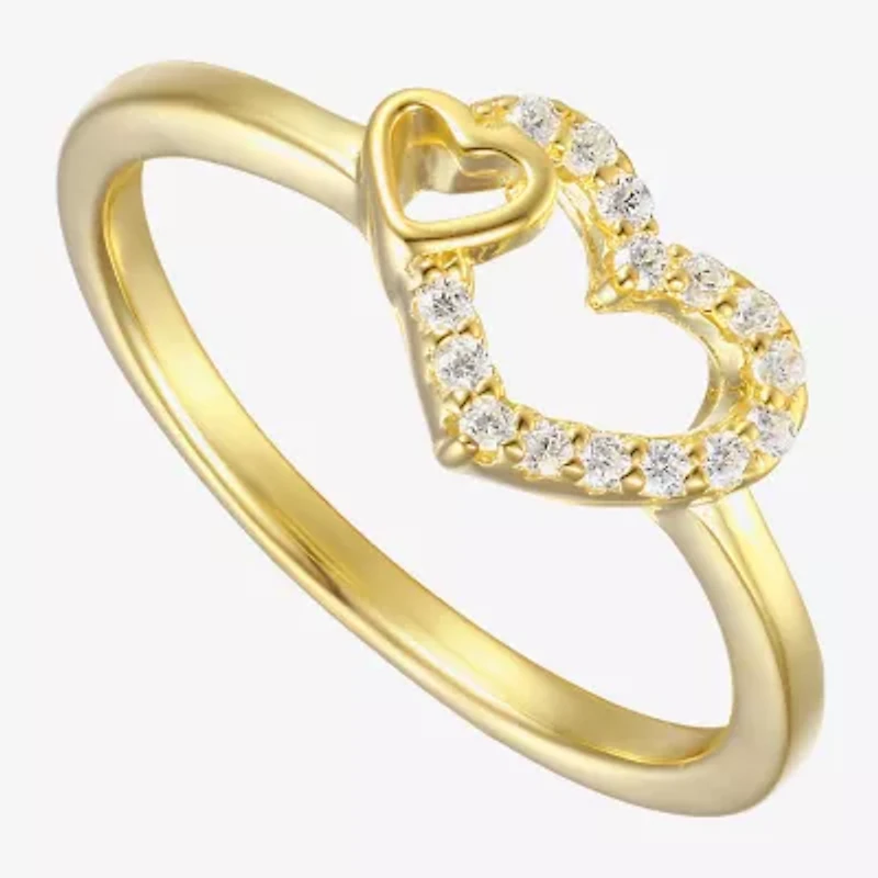 Girls 1/10 CT. Lab Created Cubic Zirconia 14K Gold Over Silver Cocktail Ring