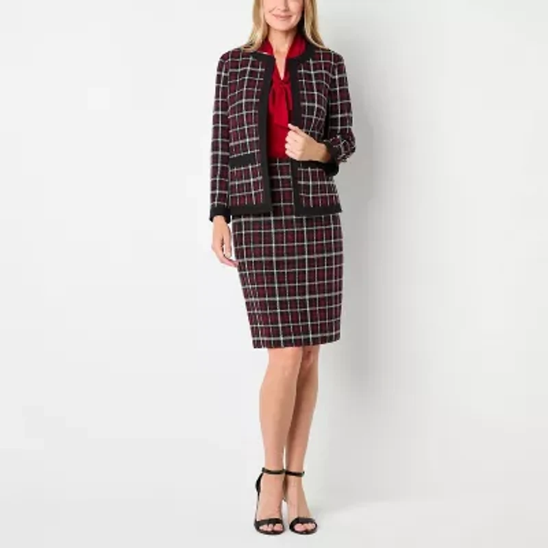 Black Label by Evan-Picone Plaid Womens Regular Fit Suit Jacket