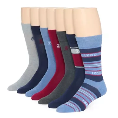 IZOD Dress Mens 7 Pair Crew Socks