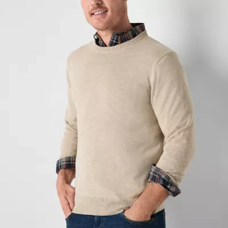 St. John's Bay Fine Gauge Mens Crew Neck Long Sleeve Pullover Sweater