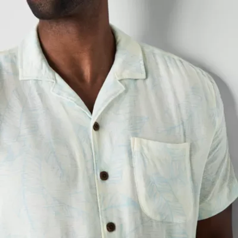 St. John's Bay Button-Down Mens Short Sleeve Camp Shirt