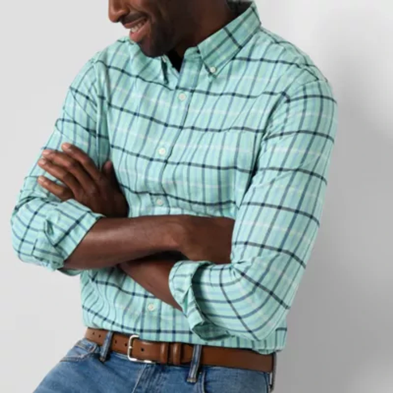 St. John's Bay Performance Oxford Mens Long Sleeve Classic Fit Button-Down Shirt