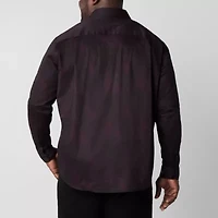 Shaquille O'Neal XLG Satin Mens Long Sleeve Classic Fit Big and Tall Button-Down Shirt