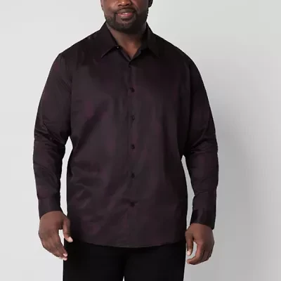Shaquille O'Neal XLG Satin Mens Long Sleeve Classic Fit Big and Tall Button-Down Shirt