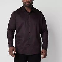 Shaquille O'Neal XLG Satin Mens Long Sleeve Classic Fit Big and Tall Button-Down Shirt
