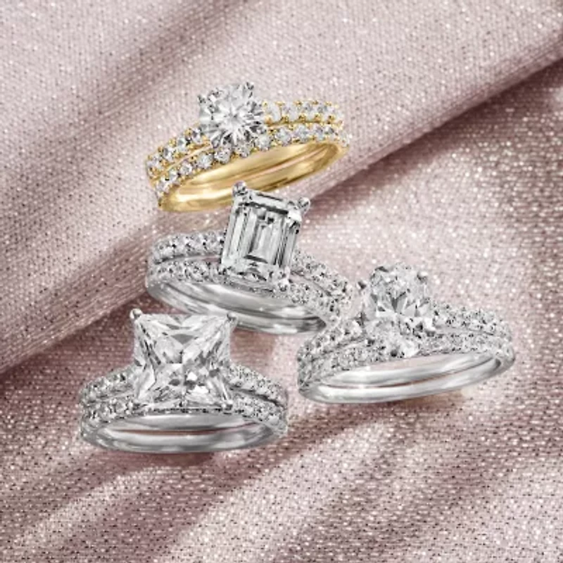 Signature By Modern Bride (H-I / Si1-Si2) Womens 2 CT. T.W. Lab Grown White Diamond 14K Gold Round Bridal Set