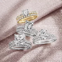 Signature By Modern Bride (H-I / Si1-Si2) Womens 2 CT. T.W. Lab Grown White Diamond 14K Gold Round Bridal Set