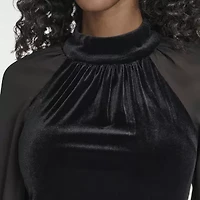 Marc New York Velvet Womens Long Sleeve Sheath Dress