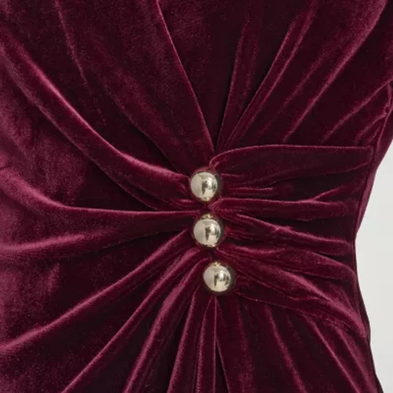 Marc New York Velvet Womens Long Sleeve Sheath Dress