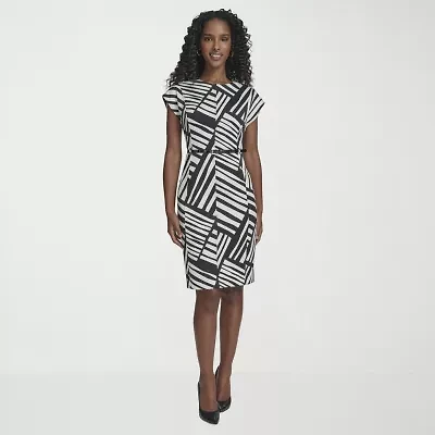 Marc New York Womens Belted Short Sleeve Sheath Dress