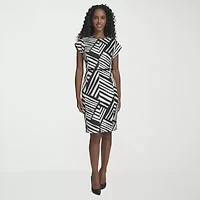 Marc New York Womens Belted Short Sleeve Sheath Dress