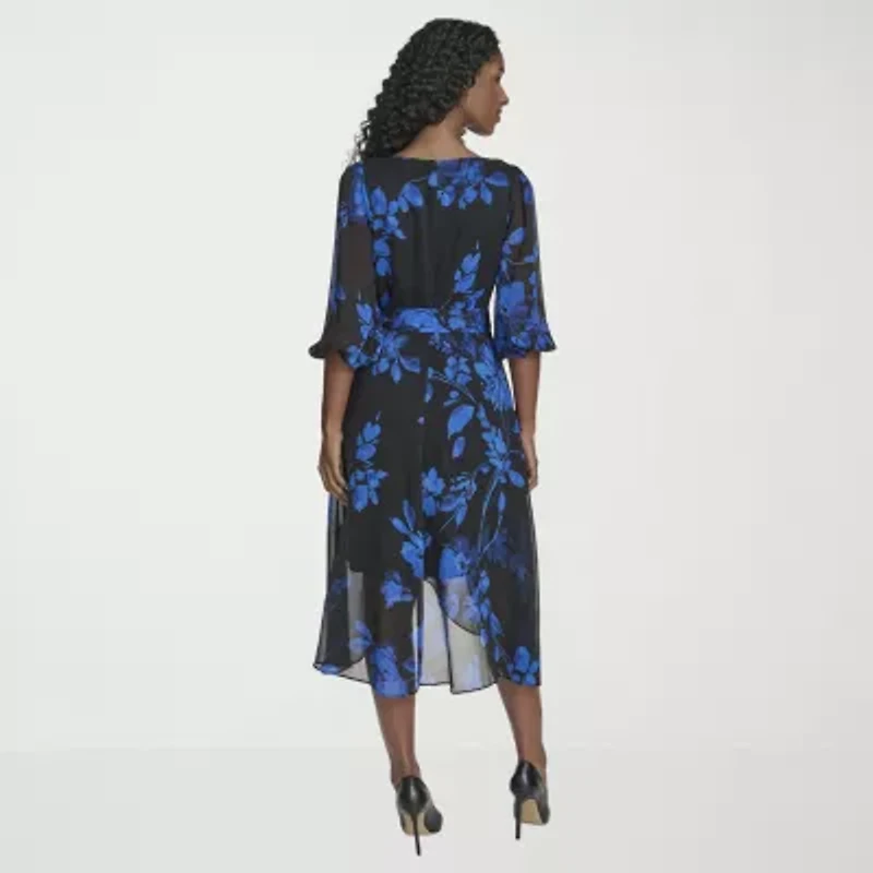 Marc New York Womens 3/4 Sleeve Midi Fit + Flare Dress