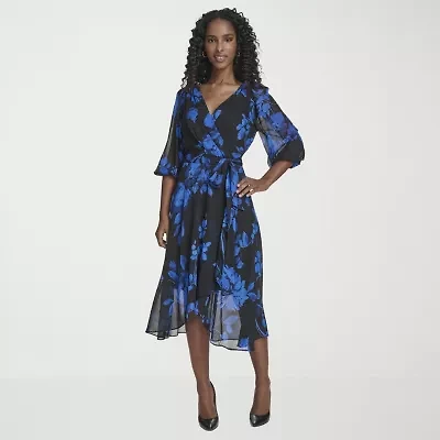 Marc New York Womens 3/4 Sleeve Midi Fit + Flare Dress