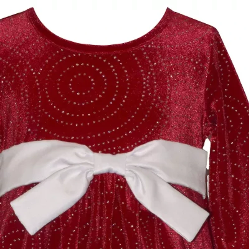 Bonnie Jean Baby Girls Long Sleeve Velvet Fit + Flare Dress