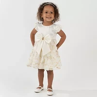 Rare Editions Baby Girls Short Sleeve Satin A-Line Dress