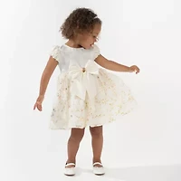 Rare Editions Baby Girls Short Sleeve Satin A-Line Dress
