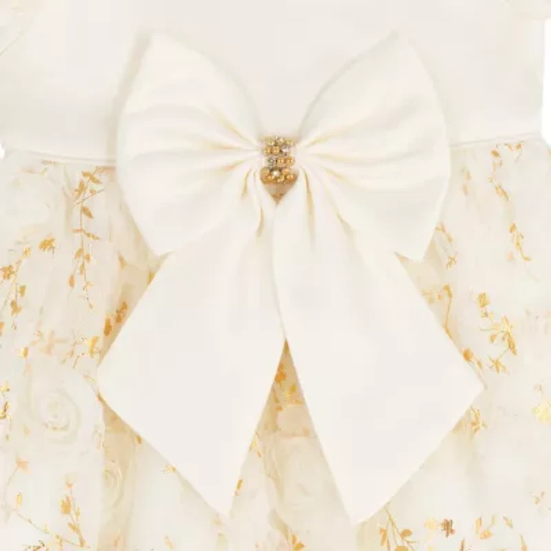 Rare Editions Baby Girls Short Sleeve Satin A-Line Dress