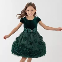 Rare Editions Toddler Girls Short Sleeve Fit + Flare Dress