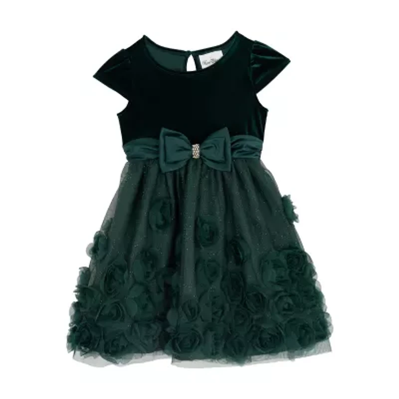 Rare Editions Toddler Girls Short Sleeve Fit + Flare Dress