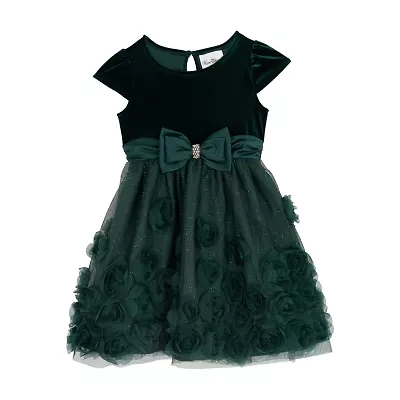 Rare Editions Toddler Girls Short Sleeve Fit + Flare Dress