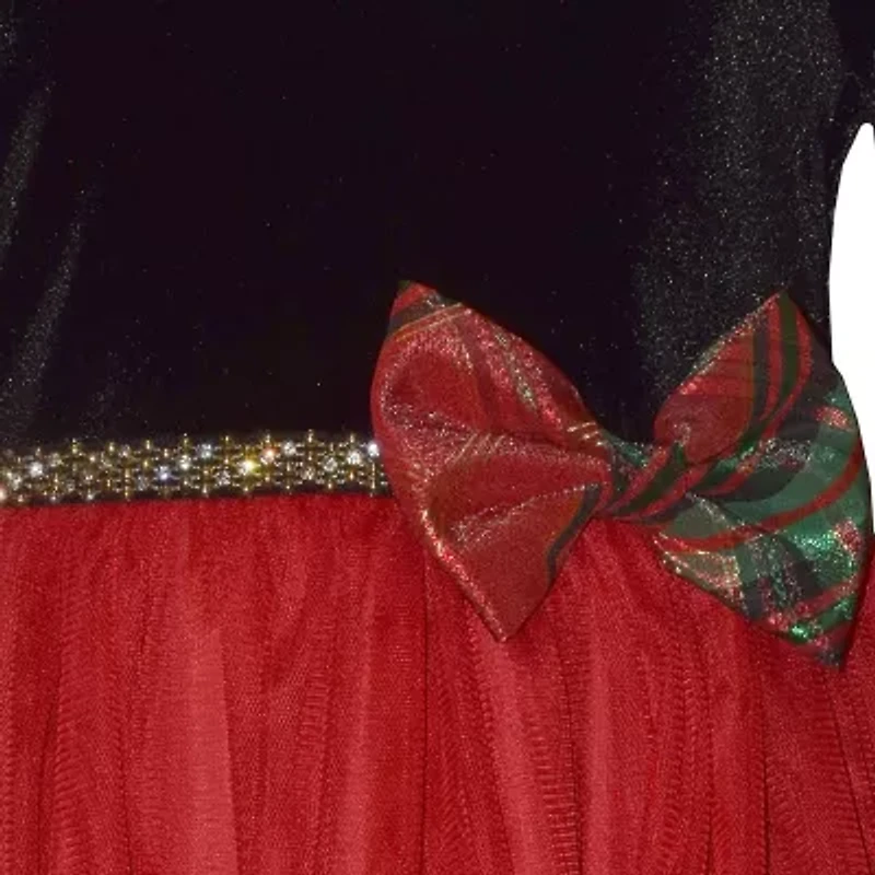 Bonnie Jean Toddler Girls Long Sleeve Velvet Fit + Flare Dress