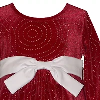 Bonnie Jean Toddler Girls Long Sleeve Velvet Fit + Flare Dress