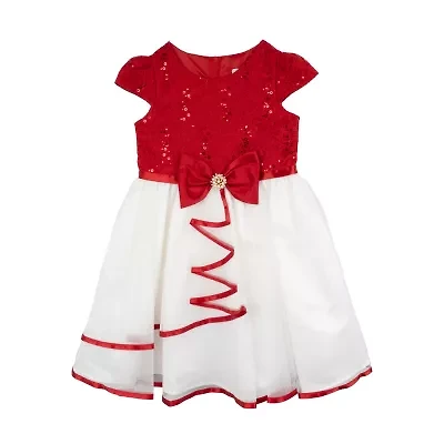 Rare Editions Toddler Girls Short Sleeve Cap A-Line Dress