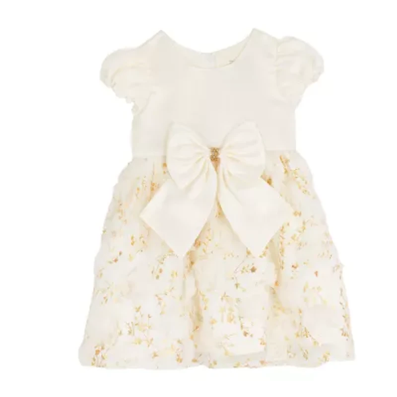 Rare Editions Toddler Girls Short Sleeve Cap Satin A-Line Dress