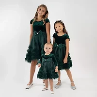 Rare Editions Little & Big Kid Girls Embellished Short Sleeve Cap Fit + Flare Dress