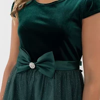 Rare Editions Little & Big Kid Girls Embellished Short Sleeve Cap Fit + Flare Dress