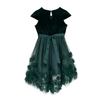 Rare Editions Little & Big Kid Girls Embellished Short Sleeve Cap Fit + Flare Dress