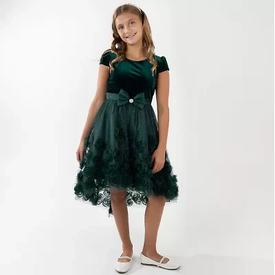 Rare Editions Little & Big Kid Girls Embellished Short Sleeve Cap Fit + Flare Dress