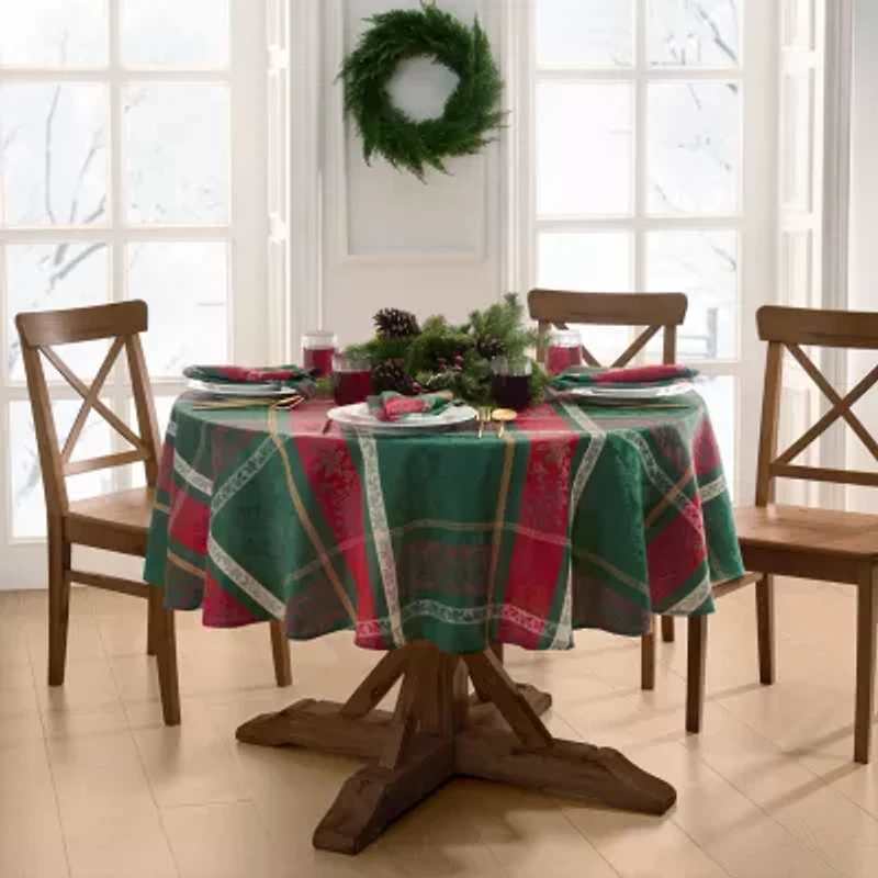 Elrene Home Fashions Merry and Festive Round/Oval Tablecloth