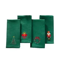 Elrene Home Fashions Holiday Embroidered 4-pc. Napkins