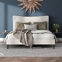 Lumi Wingback Upholstered Queen Bed