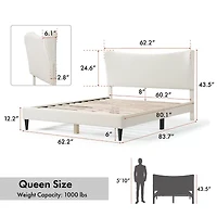 Lumi Wingback Upholstered Queen Bed