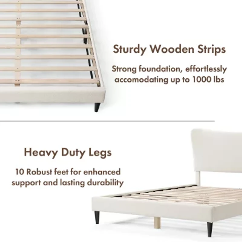 Lumi Wingback Upholstered Queen Bed