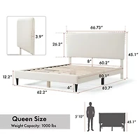 Lumi Boucle Fabric Queen Bed