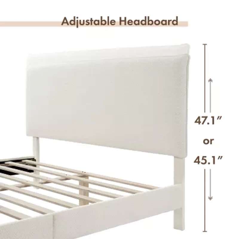 Lumi Boucle Fabric Queen Bed