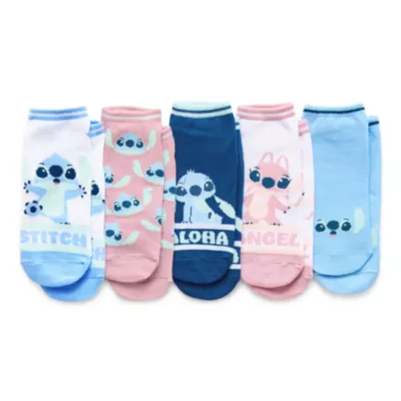 Womens Breathable Multi-Pack 5 Pair Lilo & Stitch Low Cut Socks