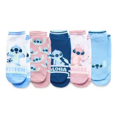 Womens Breathable Multi-Pack 5 Pair Lilo & Stitch Low Cut Socks