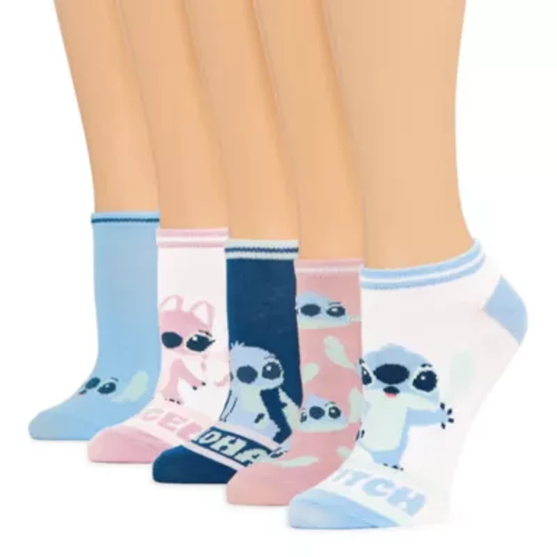 Womens Breathable Multi-Pack 5 Pair Lilo & Stitch Low Cut Socks