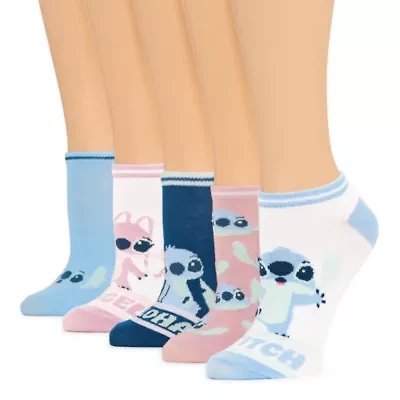 Womens Breathable Multi-Pack 5 Pair Lilo & Stitch Low Cut Socks