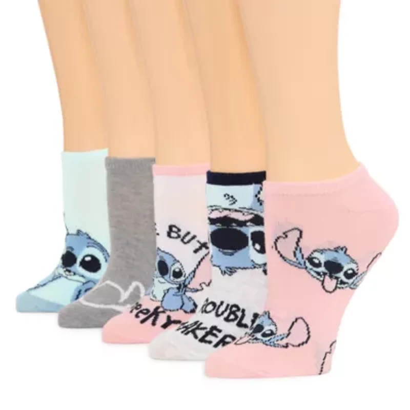 Womens Breathable Multi-Pack 5 Pair Lilo & Stitch Low Cut Socks