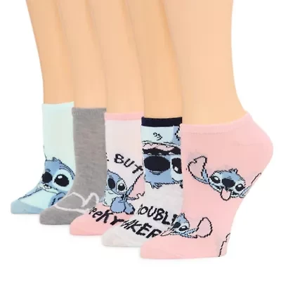 Womens Breathable Multi-Pack 5 Pair Lilo & Stitch Low Cut Socks