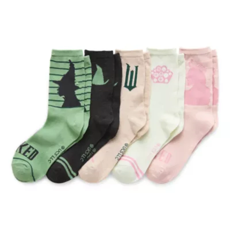 Wicked Womens 5 Pair Crew Socks