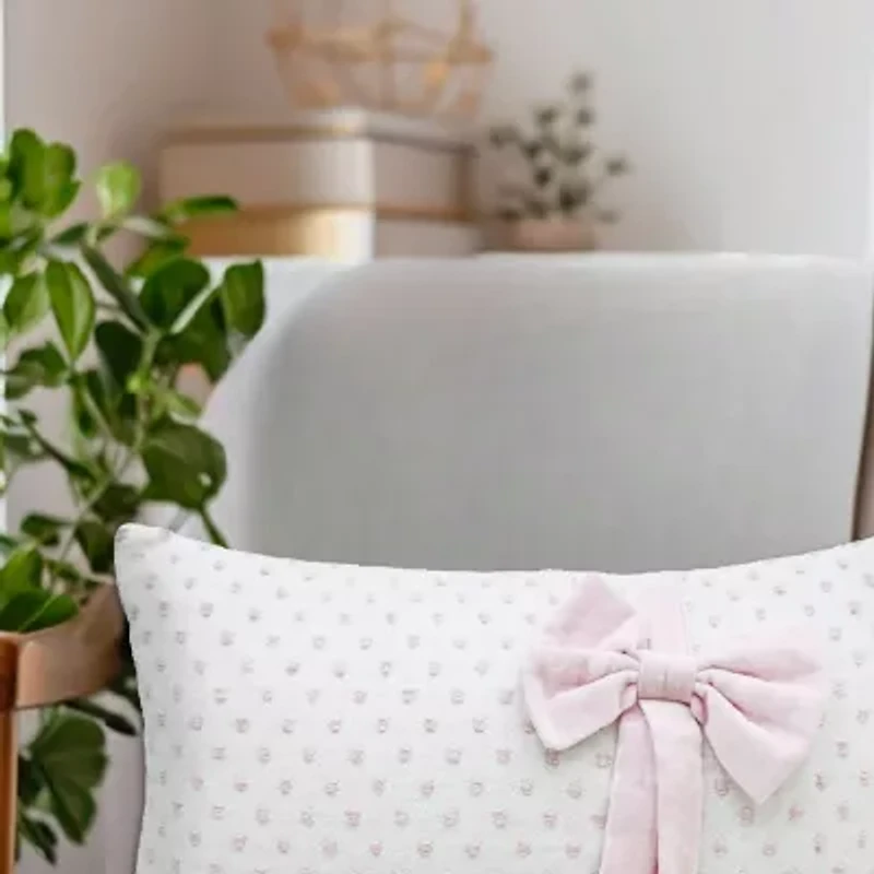 Vibhsa Vibhsa Handwoven Decorative Pillow With Bows And Frills, 14" X 24" Rectangular Throw Pillow