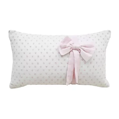 Vibhsa Vibhsa Handwoven Decorative Pillow With Bows And Frills, 14" X 24" Rectangular Throw Pillow