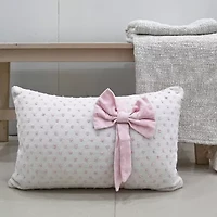 Vibhsa Vibhsa Handwoven Decorative Pillow With Bows And Frills, 14" X 24" Rectangular Throw Pillow